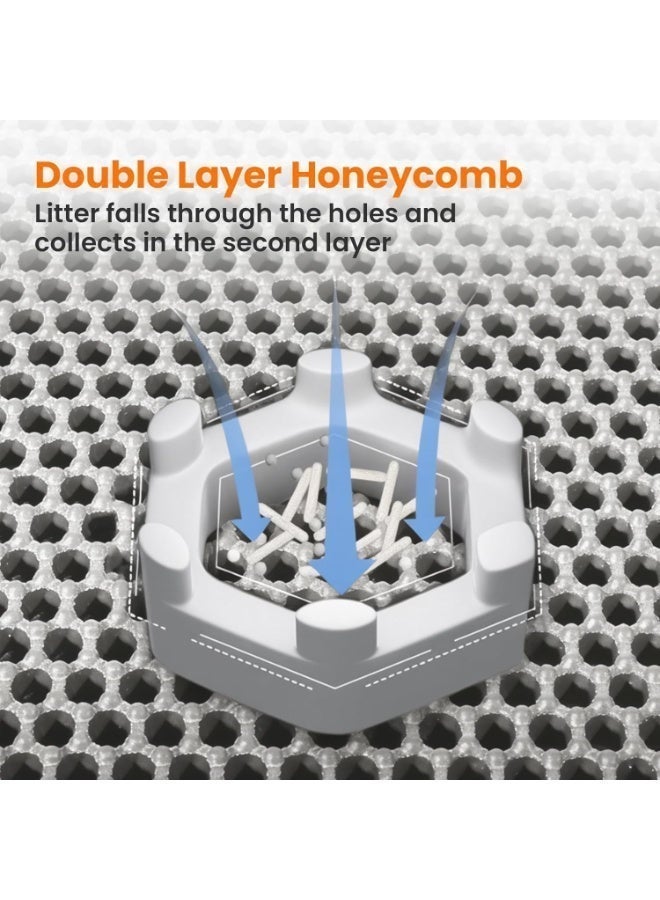 حصيرة صندوق فضلات القطط، تصميم مزدوج طبقة على شكل خلية نحل، مادة مقاومة للماء وتهتم بالبول، مقاومة للاحتكاك، مادة غير سامة، حصيرة صندوق فضلات القطط بمقاس 60 × 45 سم - Image 5